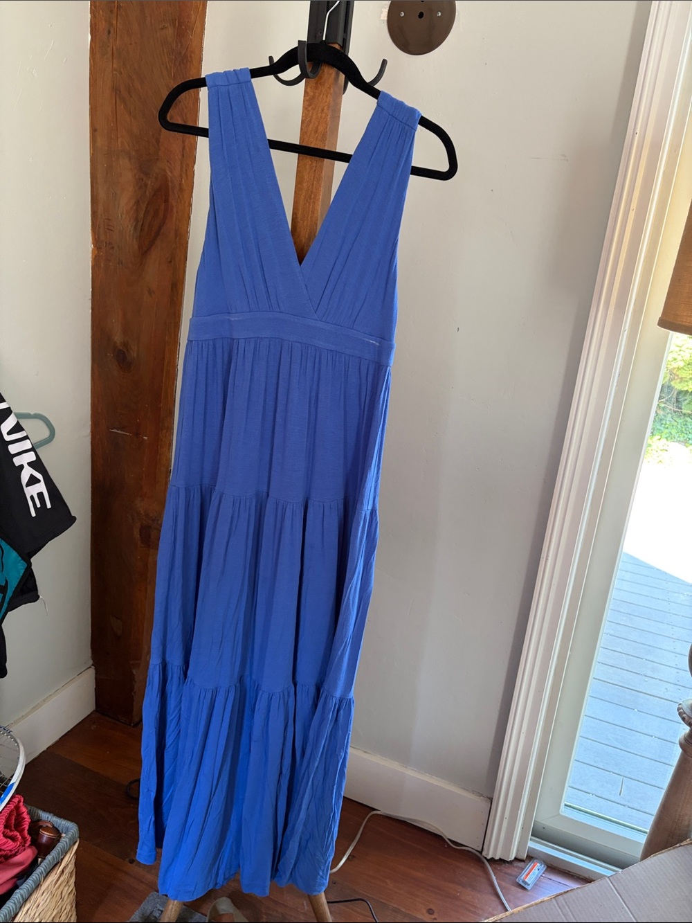 Diane Von Furstenberg Royal Blue V-Neck Tiered Maxi Dress